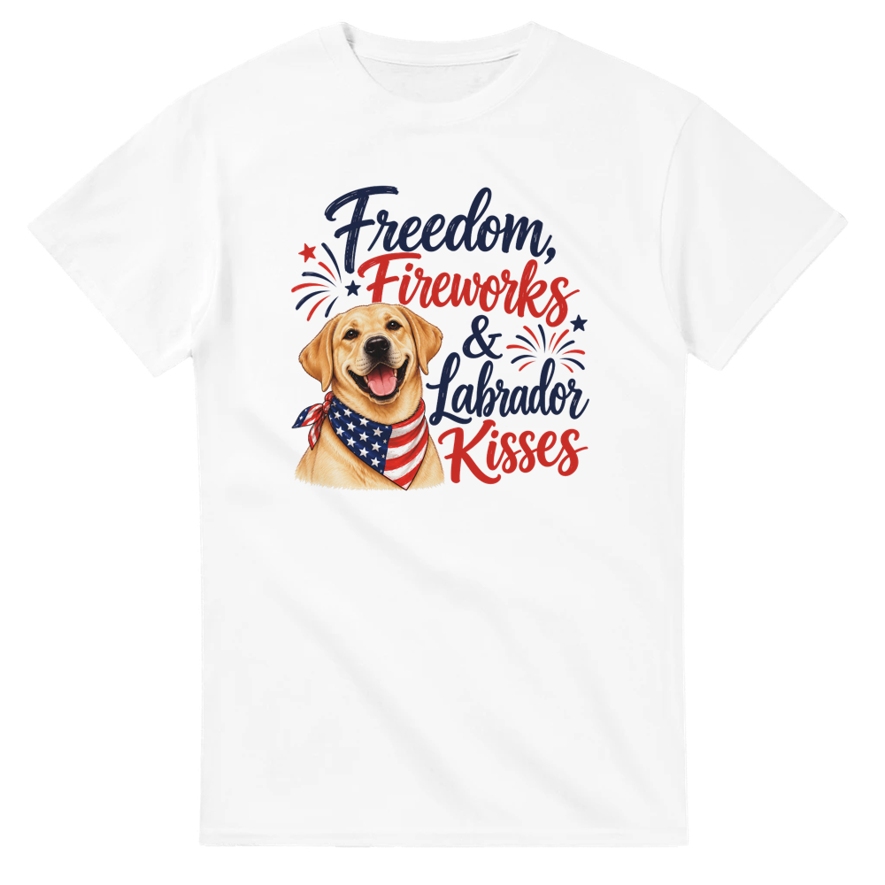 Freedom, Fireworks & Labrador Kisses – Heavyweight Unisex Crewneck T-Shirt | Gildan® 5000