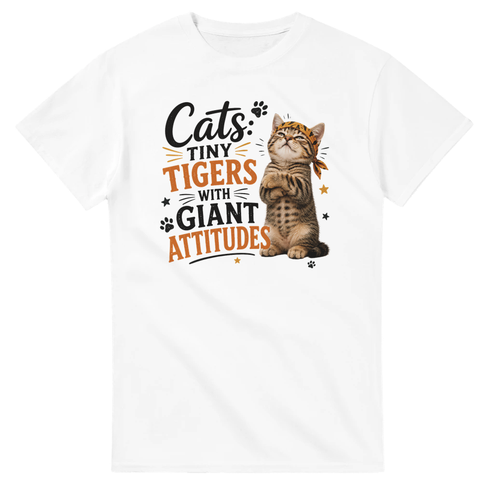 Cats: Tiny Tigers With Giant Attitudes – Heavyweight Unisex Crewneck T-Shirt | Gildan® 5000