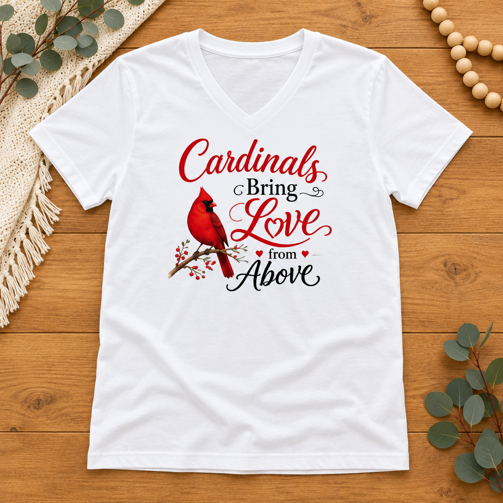 Cardinals Bring Love from Above | Bella + Canvas 3005 Premium Unisex V-Neck T-Shirt