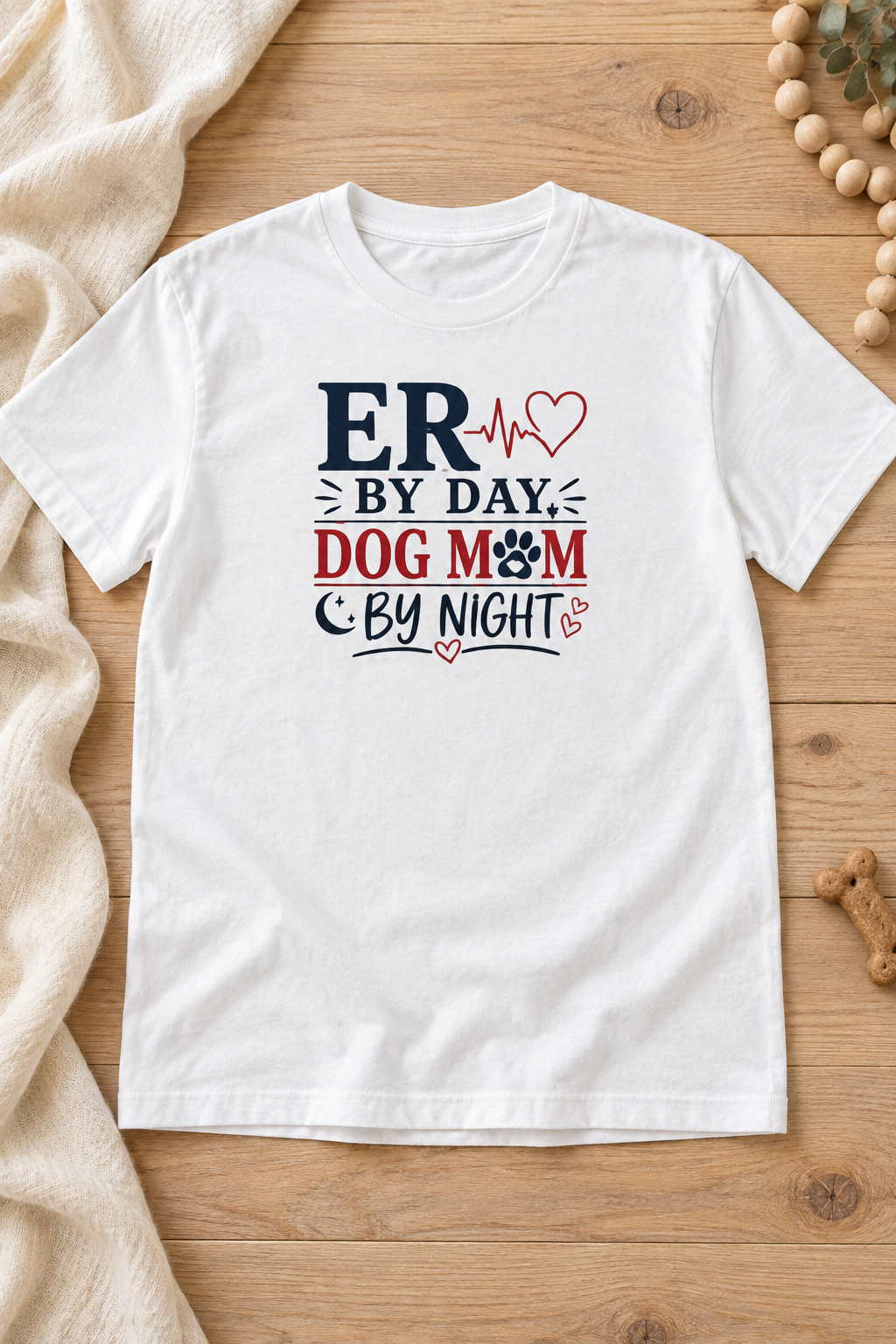 ER by Day, Dog Mom by Night – Heavyweight Unisex Crewneck T-Shirt | Gildan® 5000