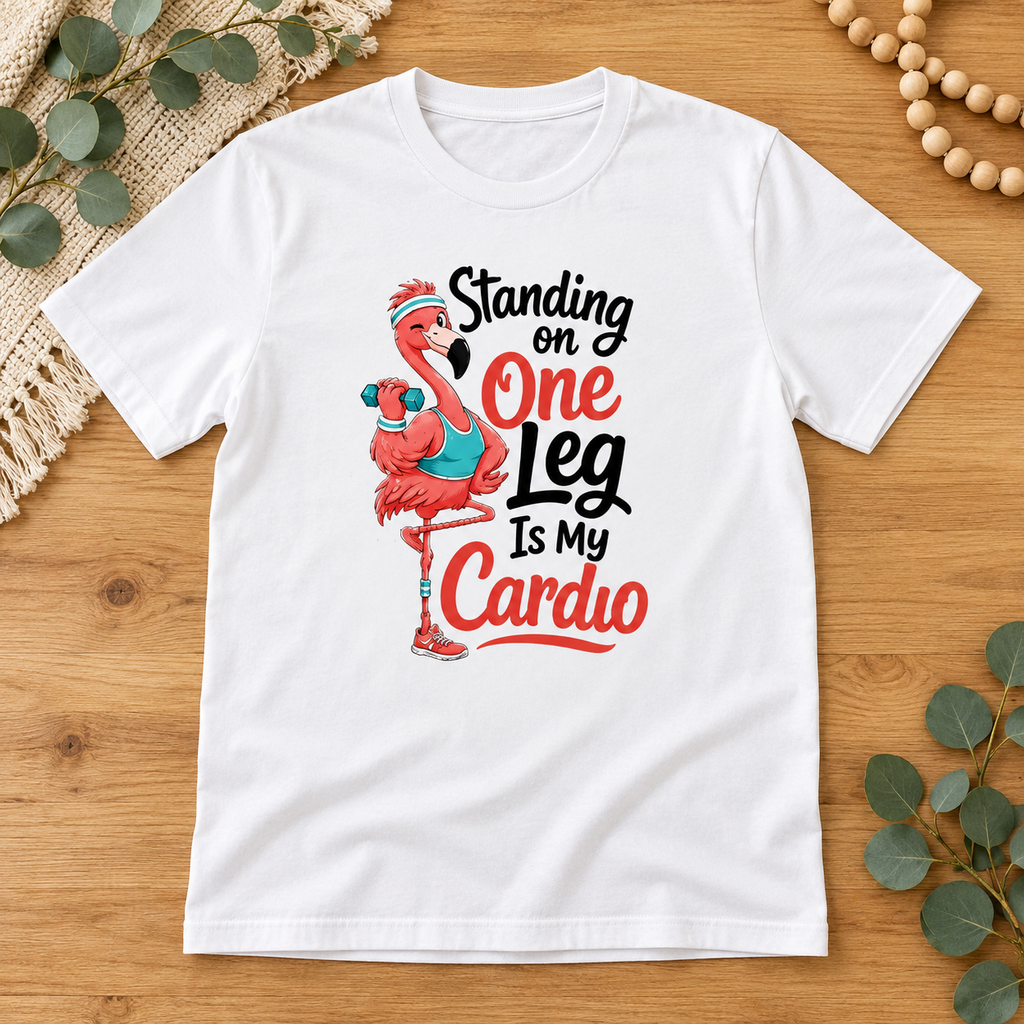Standing on One Leg Is My Cardio – Premium Unisex Crewneck T-Shirt | Bella + Canvas 3001