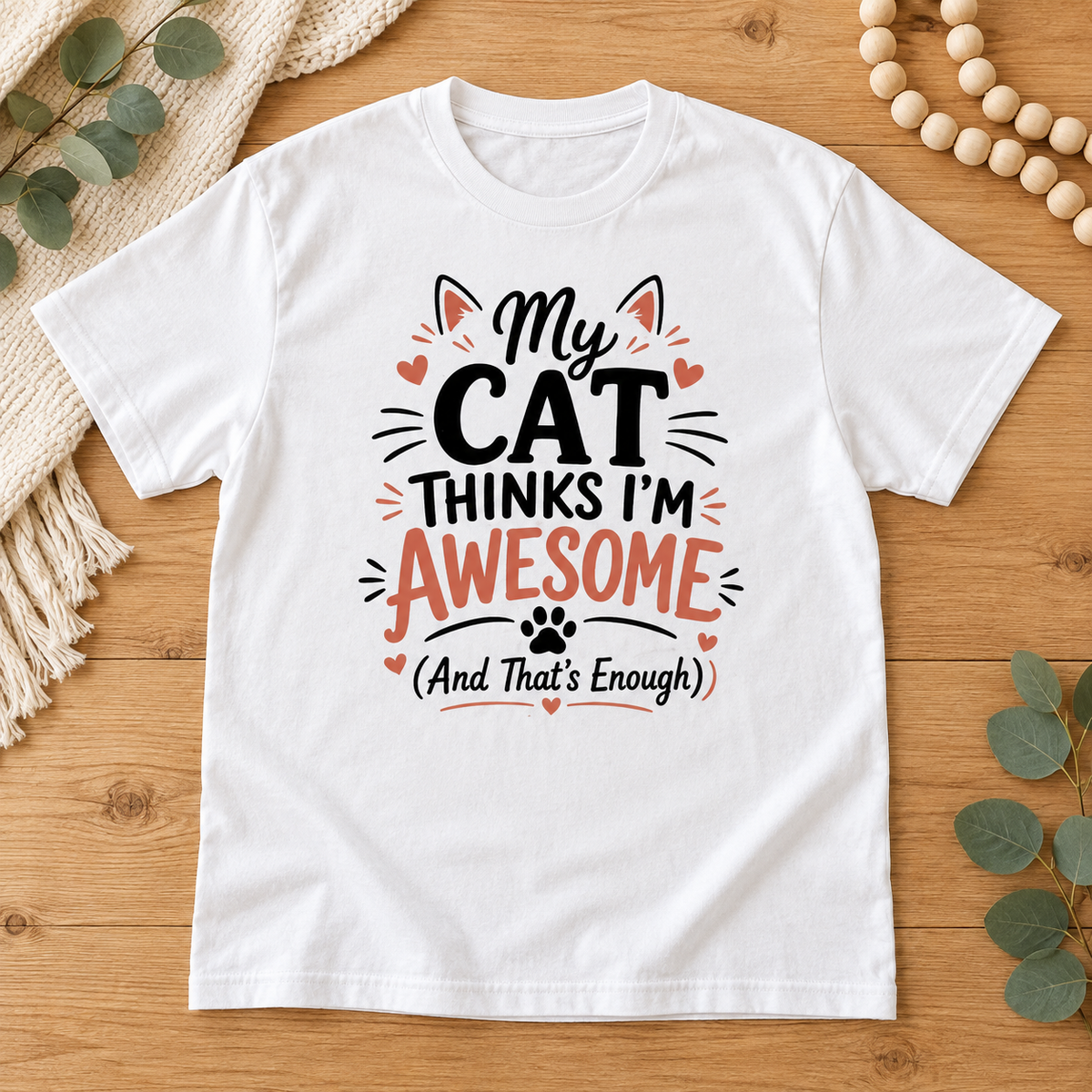 My Cat Thinks I'm Awesome (And That's Enough) – Heavyweight Unisex Crewneck T-Shirt | Gildan® 5000