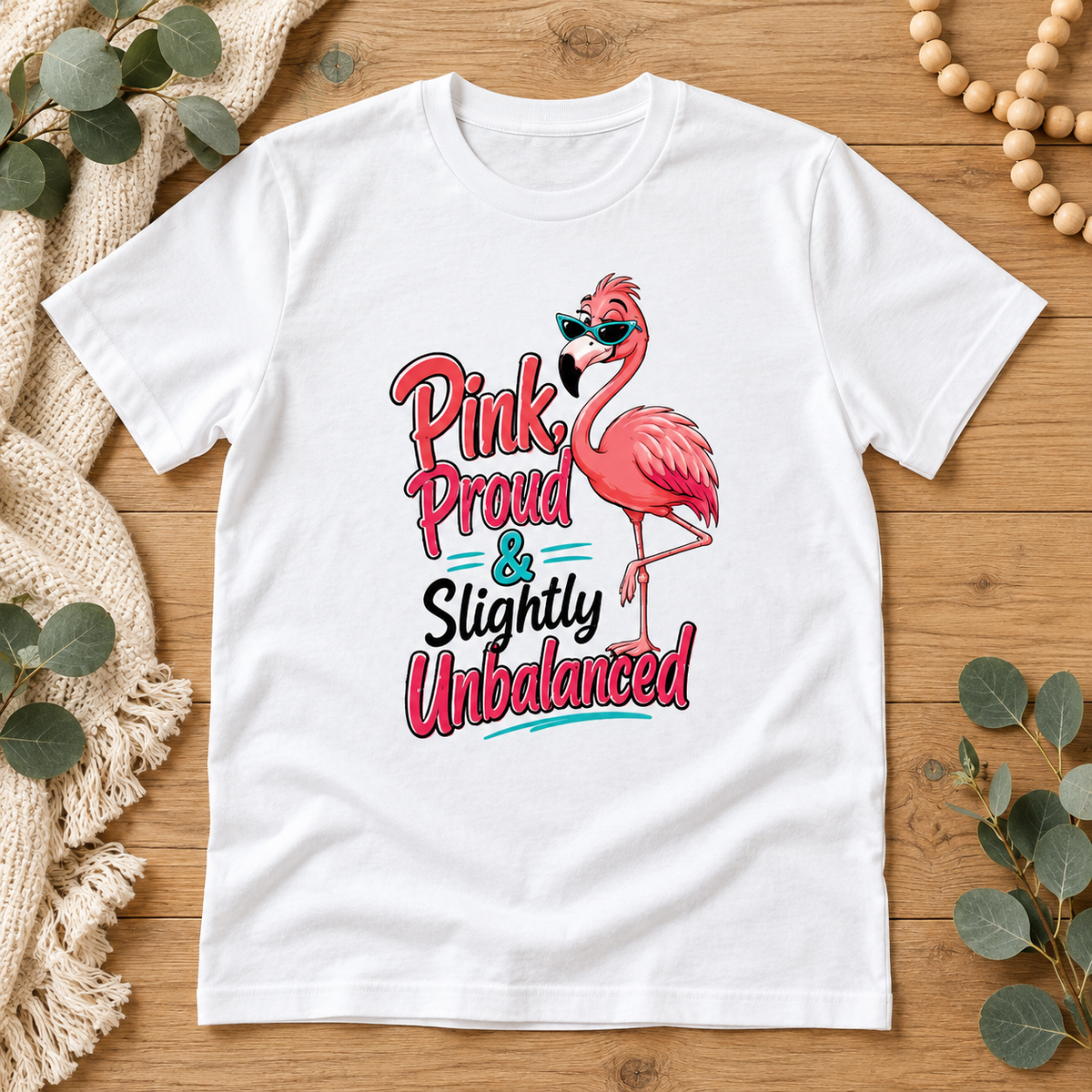 Pink, Proud & Slightly Unbalanced – Premium Unisex Crewneck T-Shirt | Bella + Canvas 3001