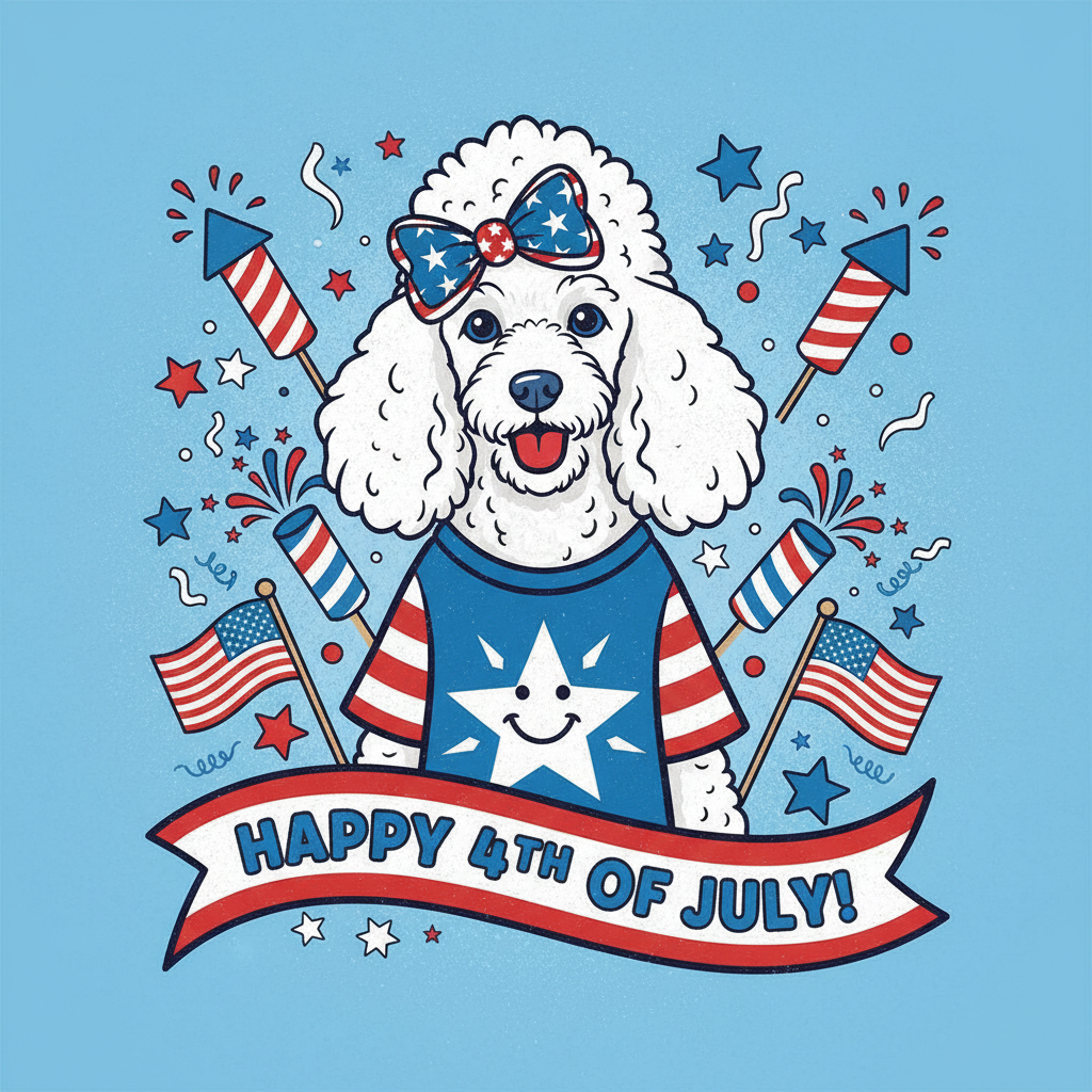 Stars Stripes & Poodle Smiles - T-Shirt