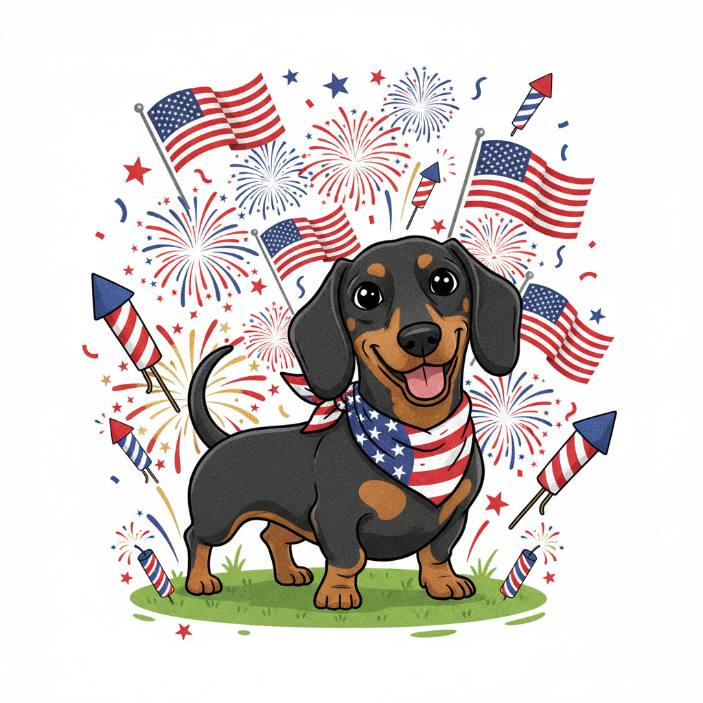 Freedom Fireworks & Dachshund Kisses - T-Shirt